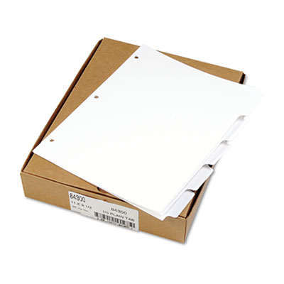 Kleer-Fax 80000 Series Blank Side Tab Dividers, 5-Tab, Ltr, White, 3-Hole Punched, 5 Sets KLF84300 84300