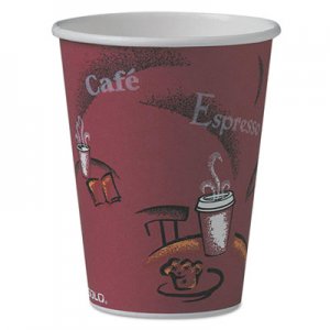 Dart Bistro Design Hot Drink Cups, Paper, 12oz, Maroon, 50/Pack SCC412SINPK 412SIN-0041