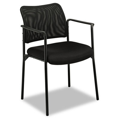 basyx VL516 Series Stacking Guest Arm Chair, Mesh Back, Padded Mesh Seat, Black VL516MM10 BSXVL516MM10