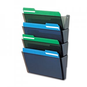 deflecto DocuPocket Stackable Four-Pocket Wall File, Letter, 13 x 4 x 7, Smoke DEF73402 73402