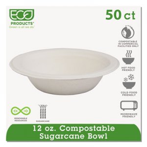 Eco-Products Renewable & Compostable Sugarcane Bowls - 12oz., 50/PK ECOEPBL12PK EP-BL12