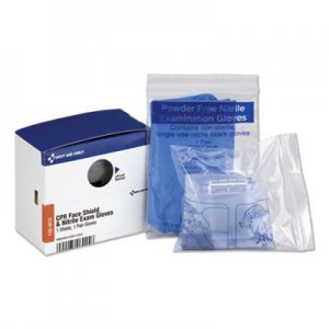 First Aid Only SmartCompliance Rescue Breather Face Shield with 2 Nitrile Exam Gloves FAOFAE6015 FAE6015