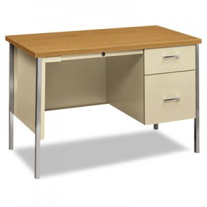 HON 34000 Series Right Pedestal Desk, 45-1/4w x 24d x 29-1/2h, Harvest/Putty 34002RCL HON34002RCL