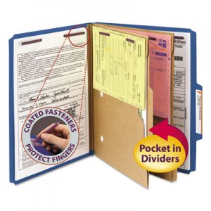 Smead Pressboard Classification Folders, 2 Pocket Dividers, Letter, Dark Blue, 10/Box SMD14077 14077