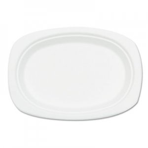 NatureHouse Compostable Sugarcane Bagasse Oval Plate, 9 x 6.5, White, 125/Pack SVAP009 NAH-P009
