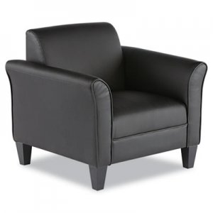 Alera Reception Lounge Series Club Chair, Black/Black Leather RL23LS10B ALERL23LS10B