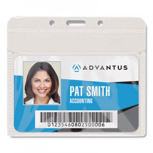 Advantus PVC-Free Badge Holders, Horizontal, 4" x 3", Clear, 50/Pack AVT75603 75603