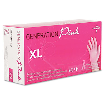 Medline Generation Pink Vinyl Gloves, Pink, X-Large, 90/Box PINK6077 MIIPINK6077