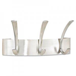 Safco Metal Coat Rack, Steel, Wall Rack, Three Hooks, 10-3/4w x 4d x 5-1/4h, Silver 4204SL