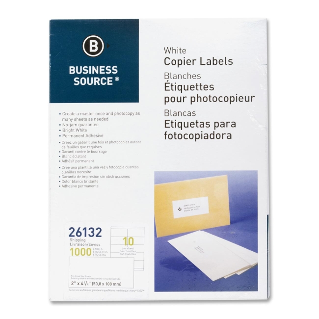 Business Source White Copier Mailing Label 26132