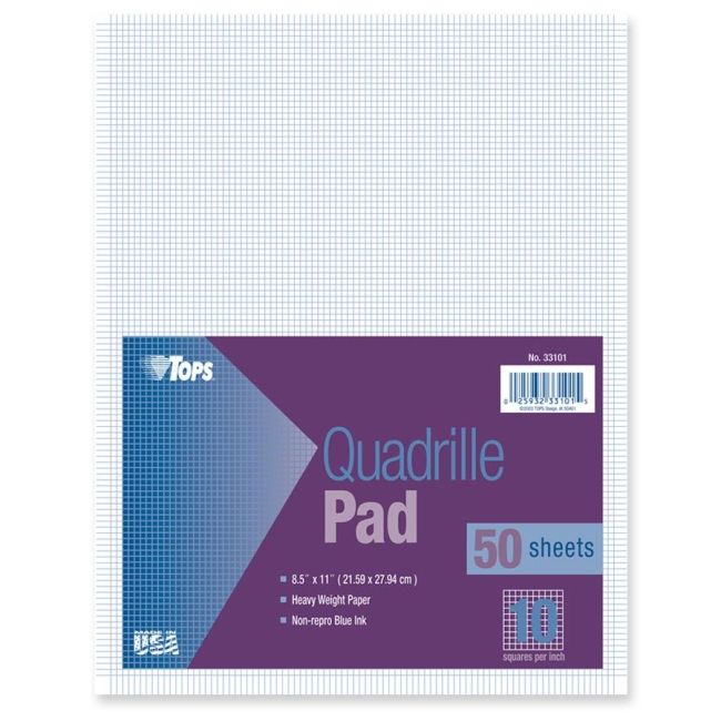 TOPS White Quadrille Pad 33101 TOP33101