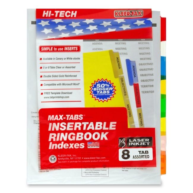 Kleer-Fax HiTech Insertable Index Divider 33908 KLF33908