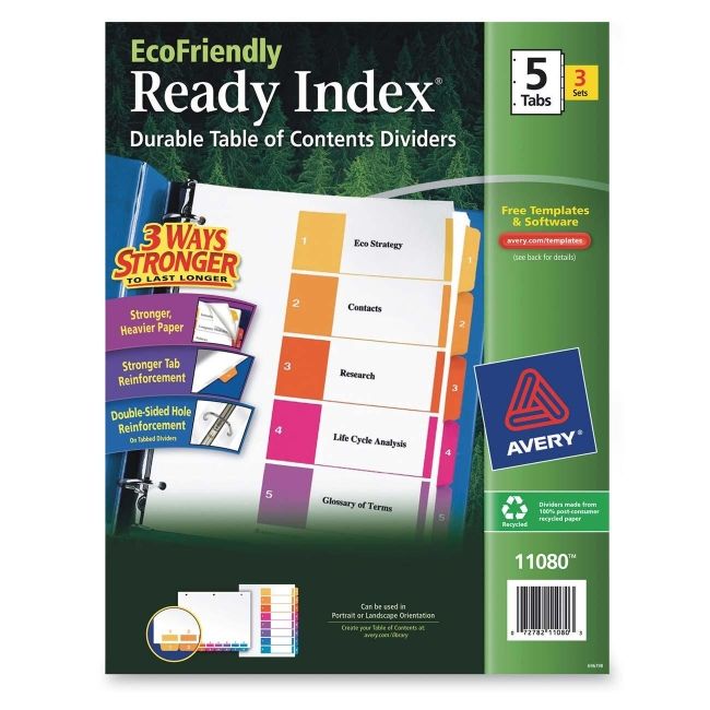 Avery Ready Index Table Of Contents Divider 11080 AVE11080 72782