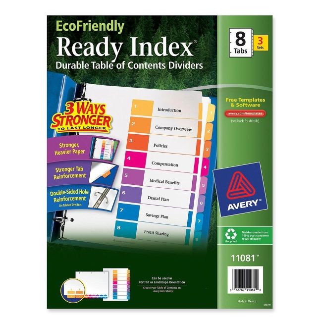 Avery Ready Index Table Of Contents Divider 11081 AVE11081 72782