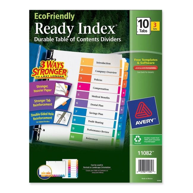Avery Ready Index Table Of Contents Divider 11082 AVE11082 72782