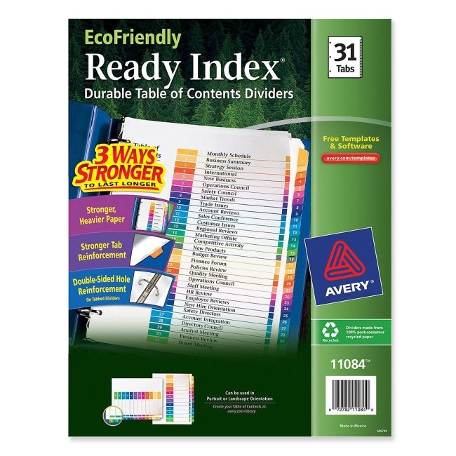 Avery Ready Index Table of Contents Divider 11084 AVE11084 72782