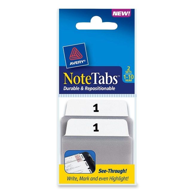 Avery NoteTabs Traditional Preprinted Index Tab 16301 AVE16301 72782