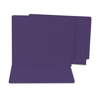S J Paper Water/Paper Cut-Resistant Folders, Straight Tab, Letter, Purple, 100/Box S13639 SJPS13639