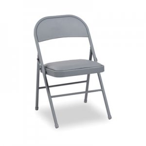 Alera Steel Folding Chair w/Padded Seat, Light Gray, 4/Carton FC94VY40LG ALEFC94VY40LG
