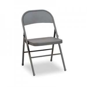 Alera Steel Folding Chair with Two-Brace Support, Light Gray, 4/Carton ALEFC94LG