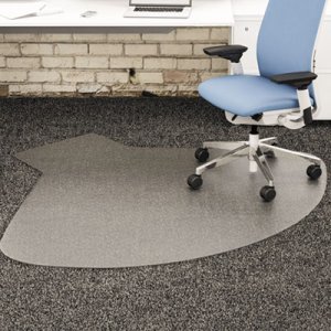 deflecto SuperMat Vinyl Chair Mat for Firm Commercial Carpets, Beveled, 60 x 66", Clear CM14003K DEFCM14003K