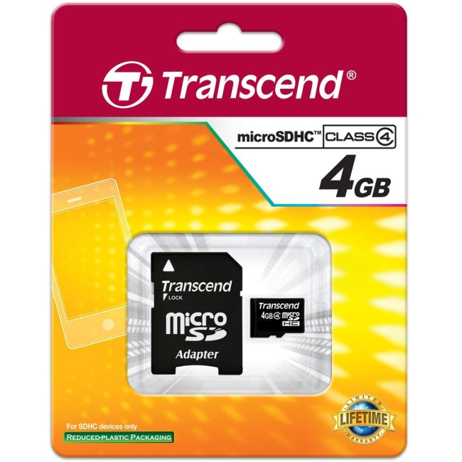Transcend Information, Inc 4GB microSD High Capacity (microSDHC) Card TS4GUSDHC4