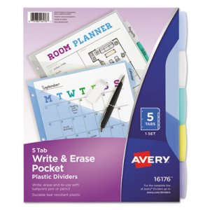 Avery Write-On Big Tab Plastic Dividers, 5-Tab, Letter AVE16176 72786