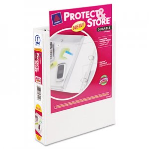 Avery Mini Protect & Store View Binder w/Round Rings, 8 1/2 x 5 1/2, 1" Cap, White AVE23011