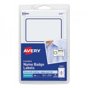 Avery Flexible Self-Adhesive Laser/Inkjet Badge Labels, 2 1/3 x 3 3/8, BE, 40/PK AVE5151 05151