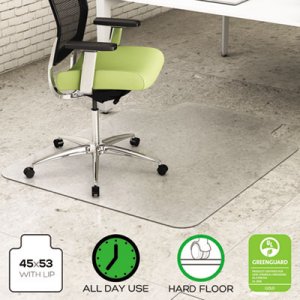 deflecto EnvironMat All Day Use Chair Mat for Hard Floors, 45 x 53, Wide Lipped, Clear DEFCM2G232PET CM2G232PET
