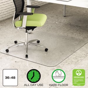 deflecto EnvironMat All Day Use Chair Mat for Hard Floors, 36 x 48, Rectangular, Clear DEFCM2G142PET CM2G142PET