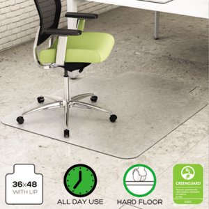 deflecto EnvironMat All Day Use Chair Mat for Hard Floors, 36 x 48, Lipped, Clear DEFCM2G112PET CM2G112PET