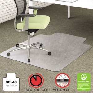 deflecto EnvironMat Recycled Anytime Use Chair Mat, Med Pile Carpet, 36x48 w/Lip, Clear DEFCM1K112PET CM1K112PET