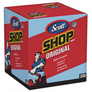 Scott Shop Towels, POP-UP Box, Blue, 10 x 13, 200/Box, 8 Boxes/Carton KCC75190 75190