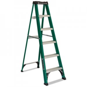 Louisville #592 Folding Fiberglass Step Ladder, 6 ft, 5-Step, Green/Black DADFS4006 FS40-06