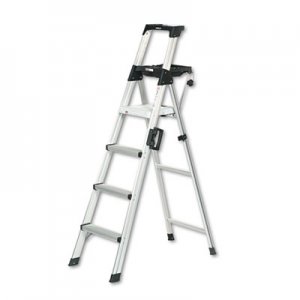 COSCO Signature Series Aluminum Folding Step Ladder w/Leg Lock & Handle, 6 ft, 4-Step CSC2061AABLD 2061AABLD