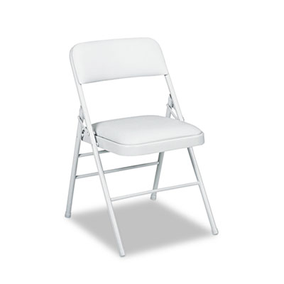Cosco Deluxe Vinyl Padded Seat & Back Folding Chairs, Light Gray, 4/Carton 60883CLG4 CSC60883CLG4