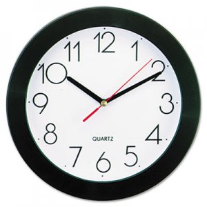 Universal Round Wall Clock, 9 3/4", Black UNV10421