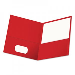Genpak Two-Pocket Portfolio, Embossed Leather Grain Paper, Red, 25/Box UNV56611