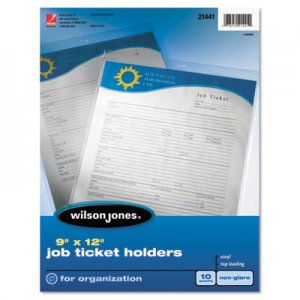 Wilson Jones Top-Loading Job Ticket Holder, Nonglare Finish, 9 x 12, Clear/Frosted, 10/Pack WLJ21441 21441