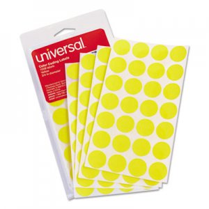 Genpak Self-Adhesive Removable Color-Coding Labels, 3/4" dia, Yellow, 1008/Pack UNV40114