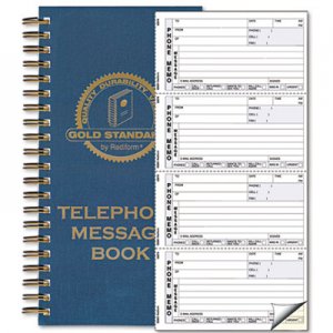 Rediform Wirebound Message Book, 5 x 2 3/4, Two-Part Carbonless, 600 Sets/Book RED50079 50-079