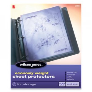 Wilson Jones Economy Weight Top-Loading Sheet Protectors, Semi-Clear Finish, Letter, 100/Box WLJ21423 21423
