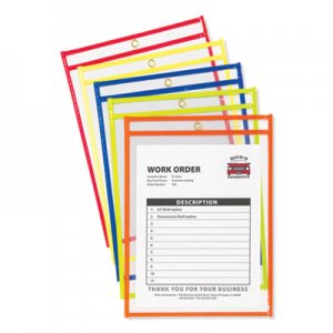 C-Line Stitched Shop Ticket Holder, Neon, Assorted 5 Colors, 75", 9 x 12, 10/PK CLI43920 43920