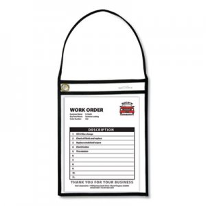 C-Line Stitched Shop Ticket Holders with 75" Strap, Clear/Black, 9 x 12, 15/BX CLI41922 41922