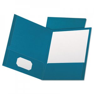 Oxford Linen Finish Twin Pocket Folders, Letter, Teal, 25/Box OXF53442 53442EE