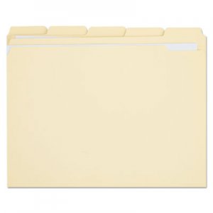 Genpak File Folders, 1/5 Cut Assorted, Two-Ply Top Tab, Letter, Manila, 100/Box UNV16115