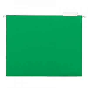 Universal One Hanging File Folders, 1/5 Tab, 11 Point Stock, Letter, Green, 25/Box 14117 UNV14117