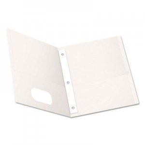 Oxford Twin-Pocket Folders with 3 Fasteners, Letter, 1/2" Capacity, White, 25/Box OXF57704 57704