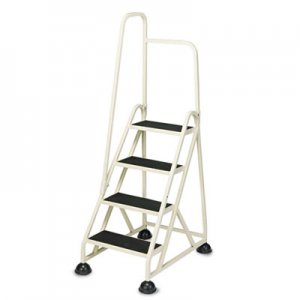 Cramer Four-Step Stop-Step Folding Aluminum Ladder w/Left Handrail, 66 1/4" High, Beige CRA1041L19 1041L19